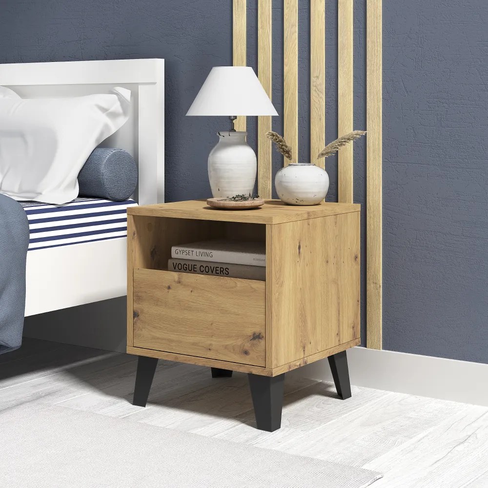 Noptieră BOGAN 1S, stejar artisan