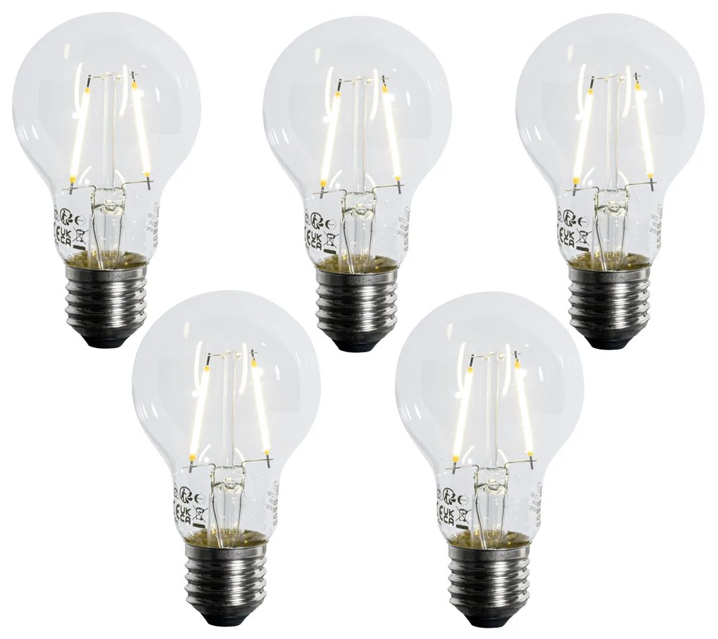 Set de 5 becuri LED E27 A60 cu senzor crepuscular 2,5W 250 lm 2700K