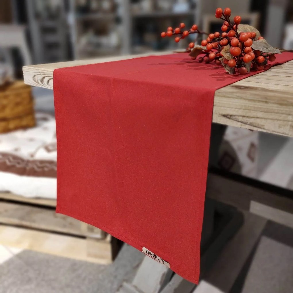 Traversa de masa Red Simplicity, bumbac, rosu, 40x140 cm