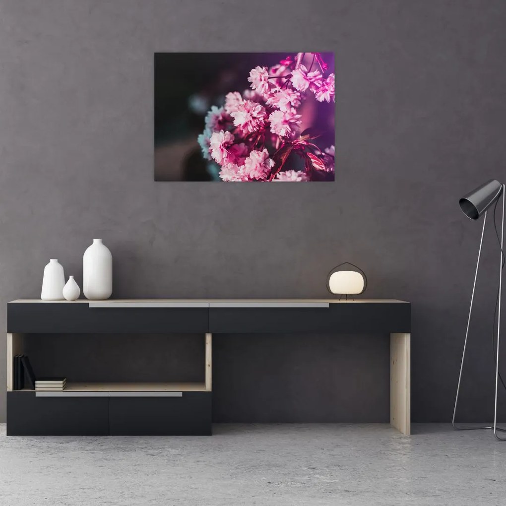 Tablou pe sticlă cu florile copacilor (70x50 cm)