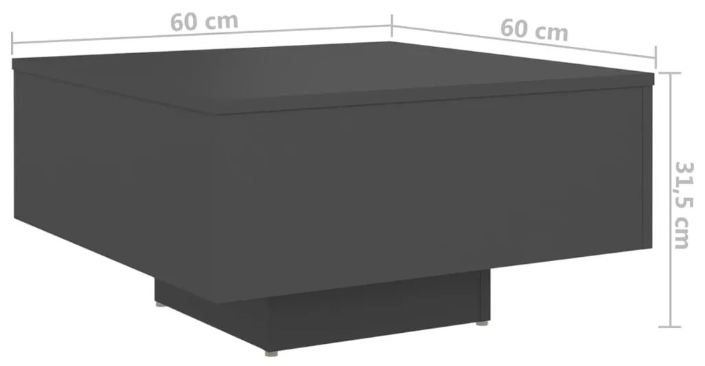 Masuta de cafea, gri , 60x60x31,5 cm, PAL 1, Gri