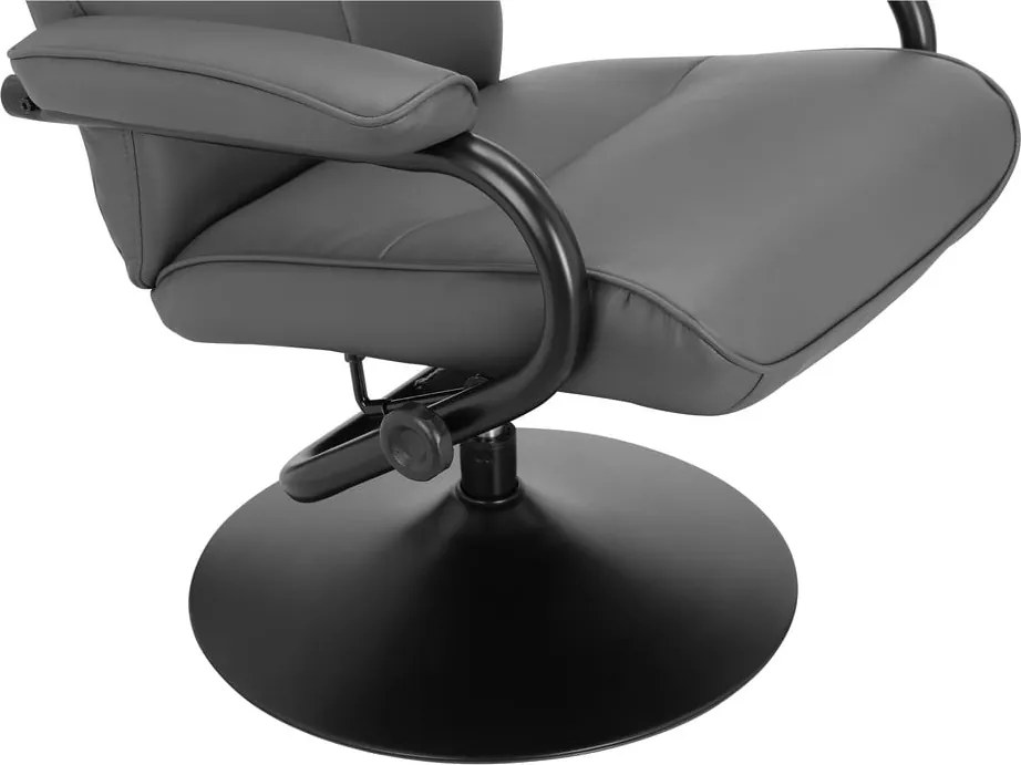 Fotoliu cu taburet gri de relaxare cu tapițerie din imitație de piele Istad – Støraa