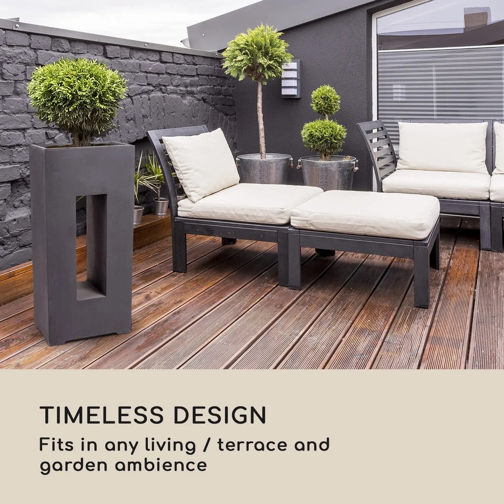 Airflor, ghiveci pentru plante 45 x 100 x 27 cm din fibră de sticlă interior / exterior gri închis
