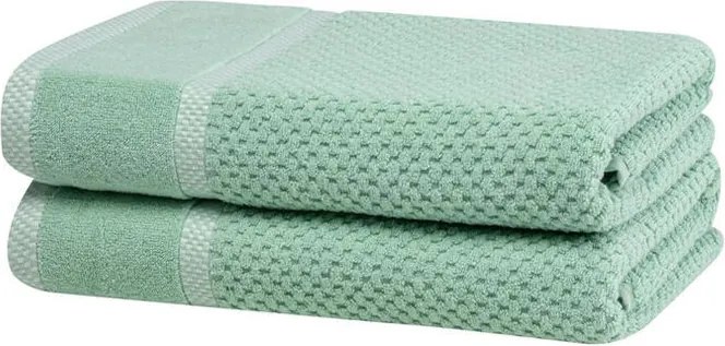 decoDoma Set de 2 prosoape de baie din frotir MODENA verde 70 x 140 cm