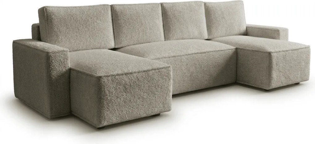 Canapea extensibila in forma de U SMART BOUCLE, gri-bej, 303x143 cm