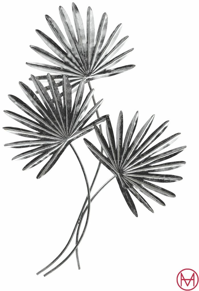 Decor de perete argintiu frunze de palmier 60/2,5/90 cm