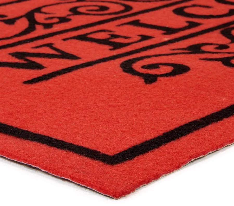 Covoraș pentru curățare textil Welcome Deco 45 x 75 x 0,3 cm, roșu