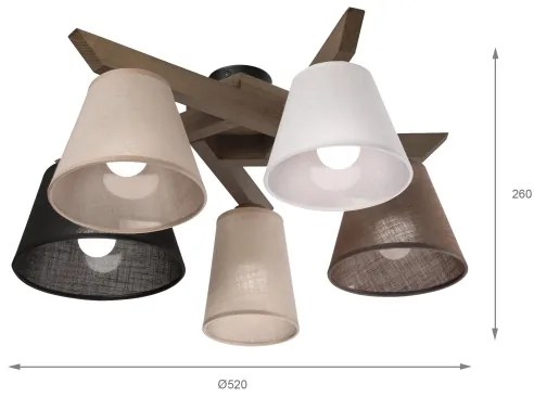 Lustră LED aplicată Brilagi ANTHONY 5xE14/40W/230V stejar nuc