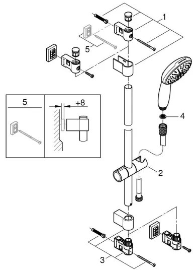 GROHE 26951001 - Set de duș VITALIO START 110 600 mm crom lucios