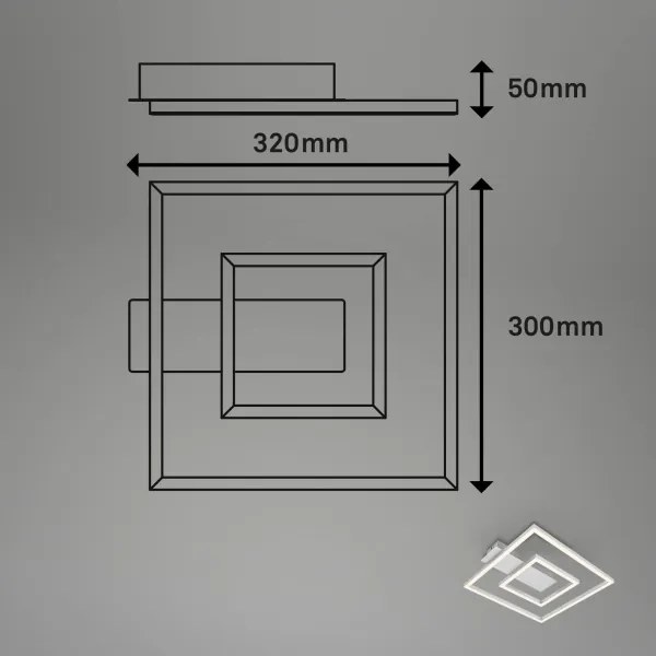 Briloner - Plafonieră LED FRAME, 22 W, 230 V, 3000 K, 30 x 32 cm, crom mat