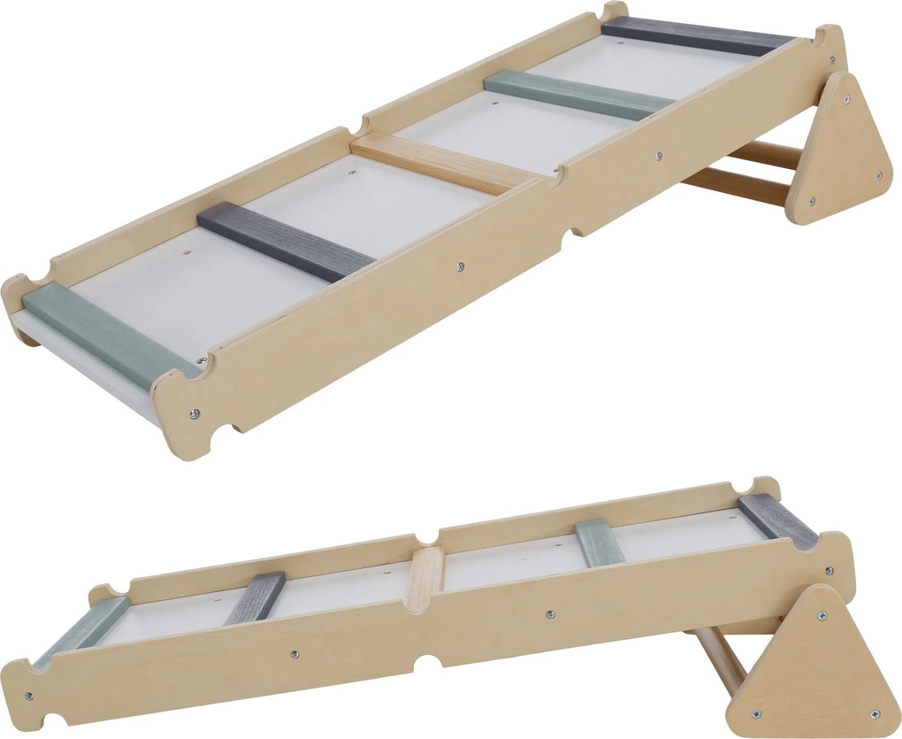 Montessori Triunghiul Pikler 3în1, natural/mix de culori, OPRIN