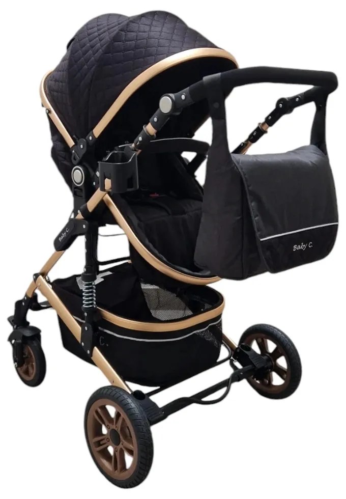 Carucior nou nascuti 2 in 1 Baby Care™ PRO 531, Cu geanta bebe, Cadru Aluminiu Gold , Amortizoare, Roti din cauciuc plin AVE, Spatar reglabil 3