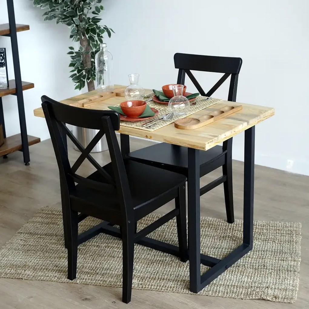 Masa bucatarie  lemn.seria wood A-620,pin natur-negru,100x59x75 cm, 30103