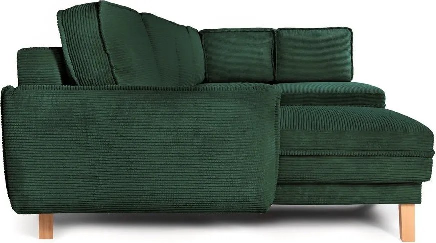 Colțar verde închis extensibil/cu spațiu de depozitare cu tapițerie din catifea reiată (cu colț pe partea dreaptă/în formă de "U") Tori – Bonami Selection