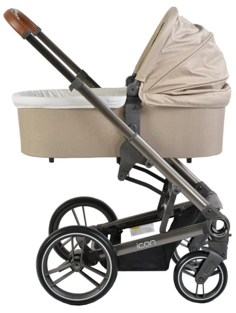 Carucior nou nascuti 3 in 1 NOVOKIDS™ Icon , Cadru Aluminiu, Maner piele, Roti din spuma PU, Geanta bebe, Landou, Scoica auto, Spatar reglabil 3