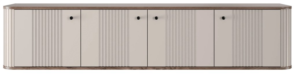 Dulap TV suspendată Vesper 4D 187 cm - cașmir / nuc / mânere negre
