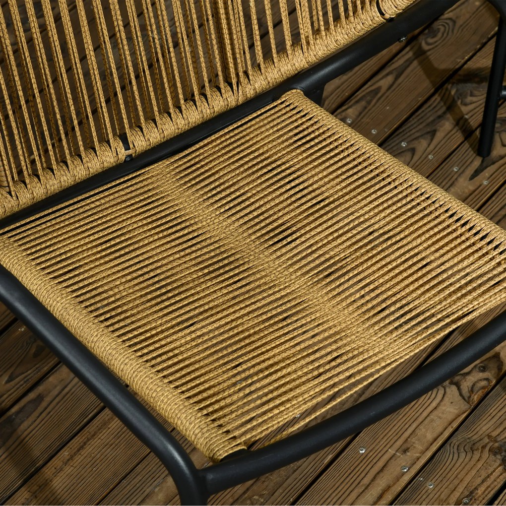 Outsunny Set de mobilier de terasă din ratan, 3 piese, cu perne pentru șezut și spate, ratan artificial, cadru metalic, Verde | Aosom Romania