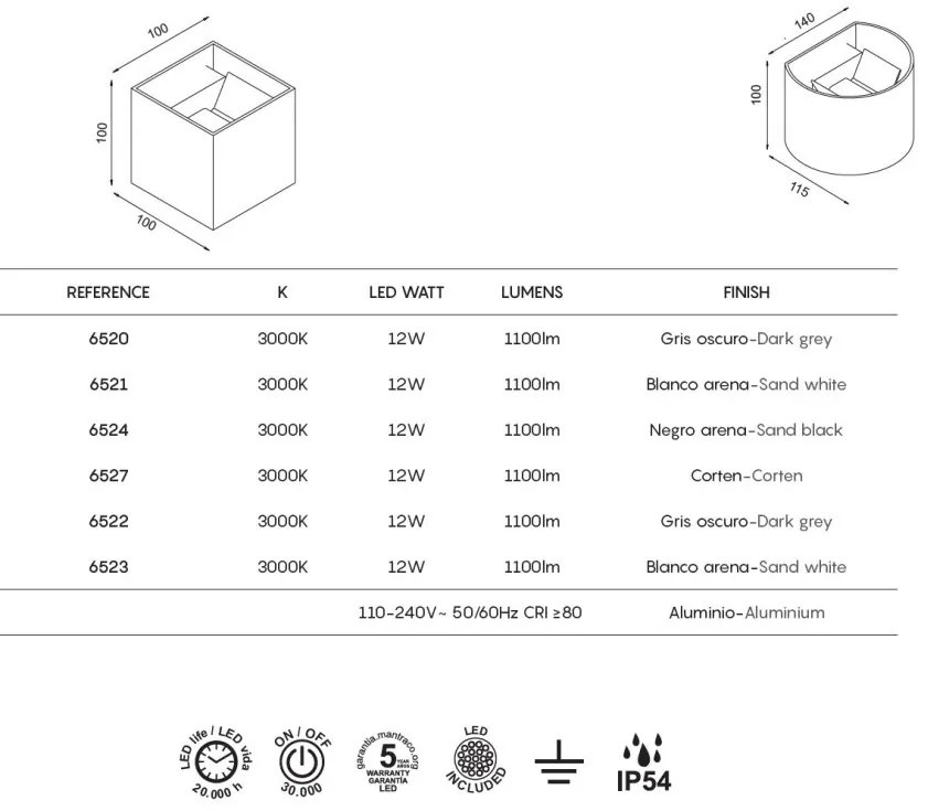 Aplica LED de perete iluminat exterior ambiental IP54 DAVOS gri inchis