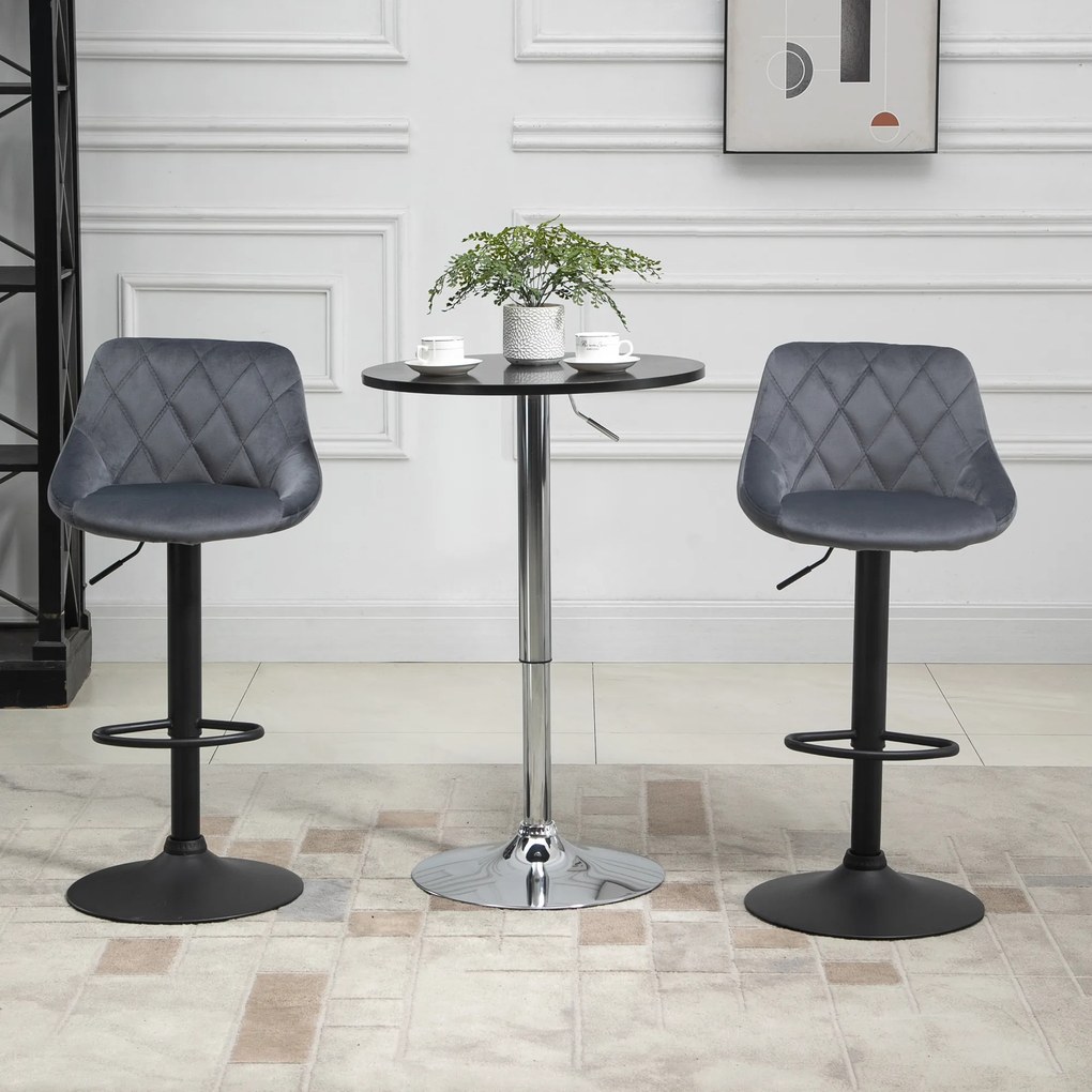 HOMCOM Scaun bar Reglabile in Inaltime cu Spatar, Greutate Suportata 120kg,51.5x48x83-104cm, gri | Aosom Romania
