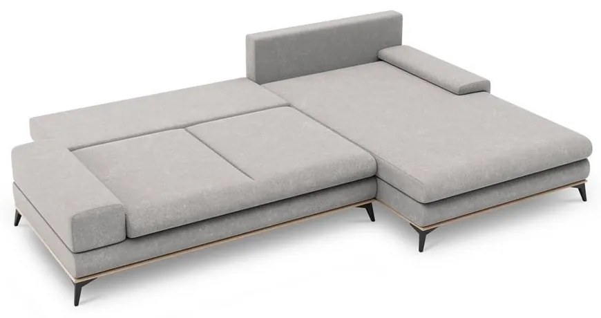 Colțar extensibil cu șezlong pe partea dreaptă Windsor & Co Sofas Planet, gri deschis