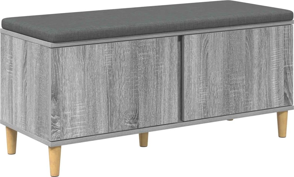 vidaXL Bancă pentru hol cu pernă cu ușă Sonoma gri 100 x 38 x 46 cm