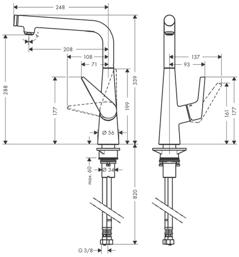 Baterie chiuveta bucatarie crom, monocomanda Hansgrohe Talis Select M51 72820000