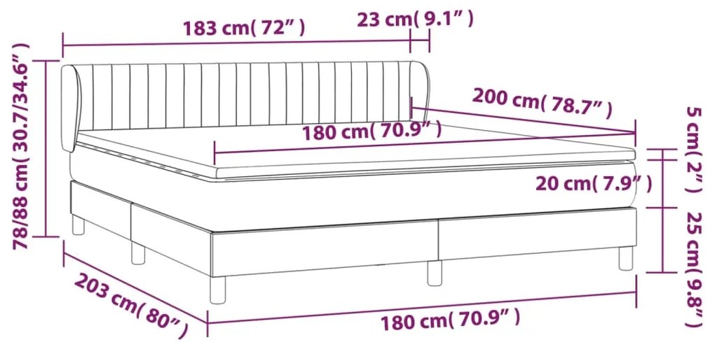 Pat box spring cu saltea, albastru inchis, 180x200 cm, catifea Albastru inchis, 180 x 200 cm, Benzi verticale