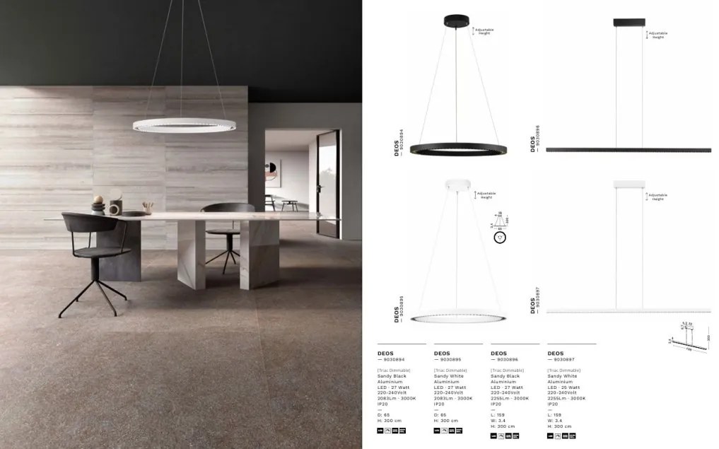 Lustra suspendata LED design circular DEOS alb NVL-9030895