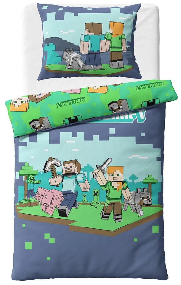 Lenjerie de pat pentru copii Minecraft Vzhůru doBoje (În luptă), 140 x 200 cm, 70 x 90 cm