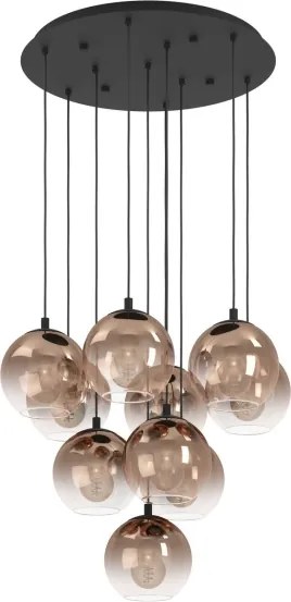 Eglo 901926 - Candelabru suspendat pe cablu ARISCANI 10xE27/60W/230V negru/bej/fumuriu
