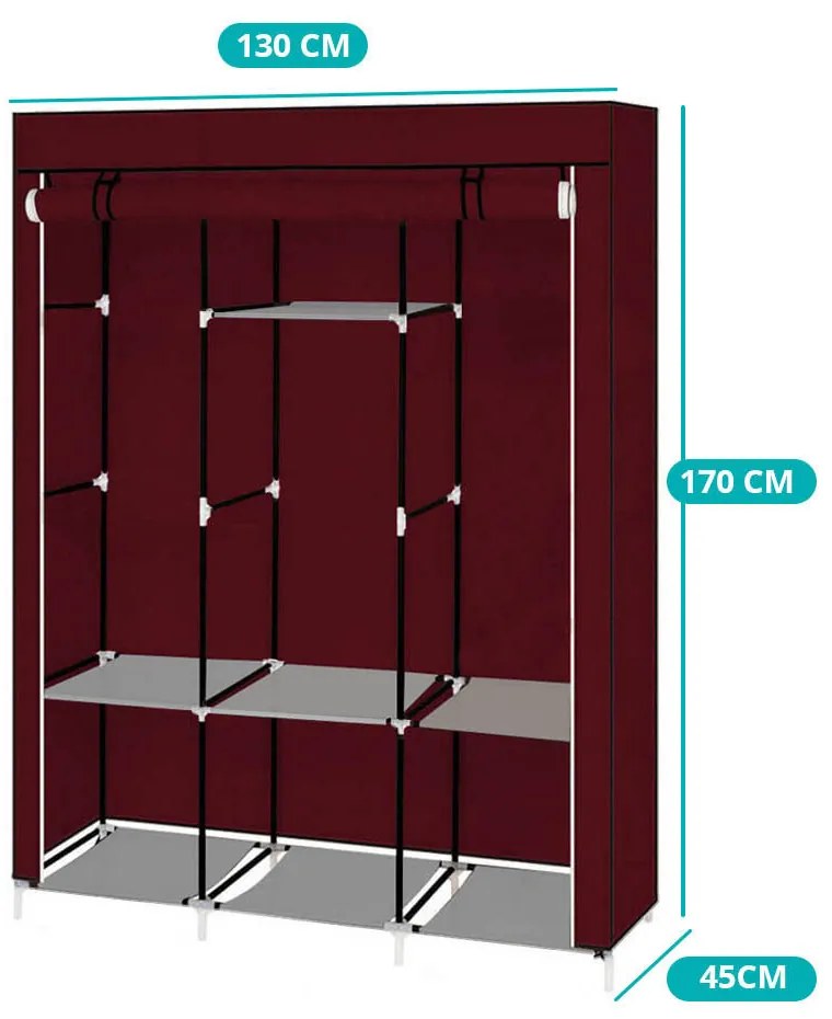 Sifonier mobil, dimensiuni 130x45x170 cm-visiniu
