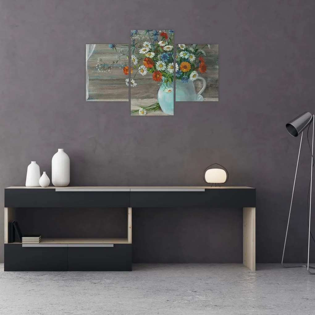 Tablou - Pictură în ulei, flori de câmp (90x60 cm)