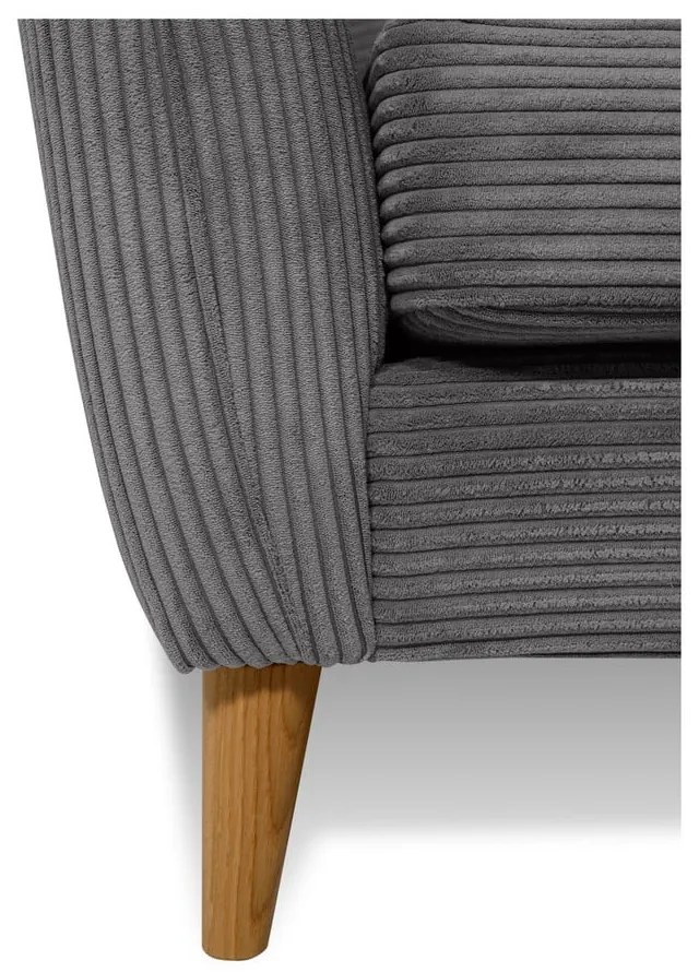 Canapea gri închis cu tapițerie din catifea reiată 170 cm Paris – Scandic