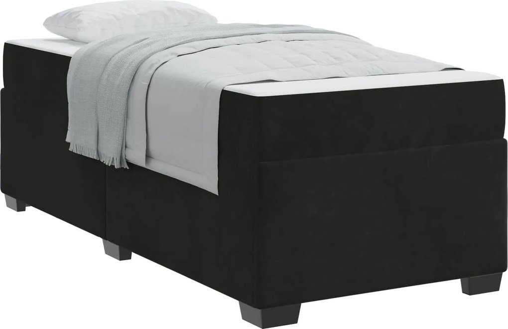 vidaXL Cadru de pat cu saltea Negru 90 x 190 cm țesătură