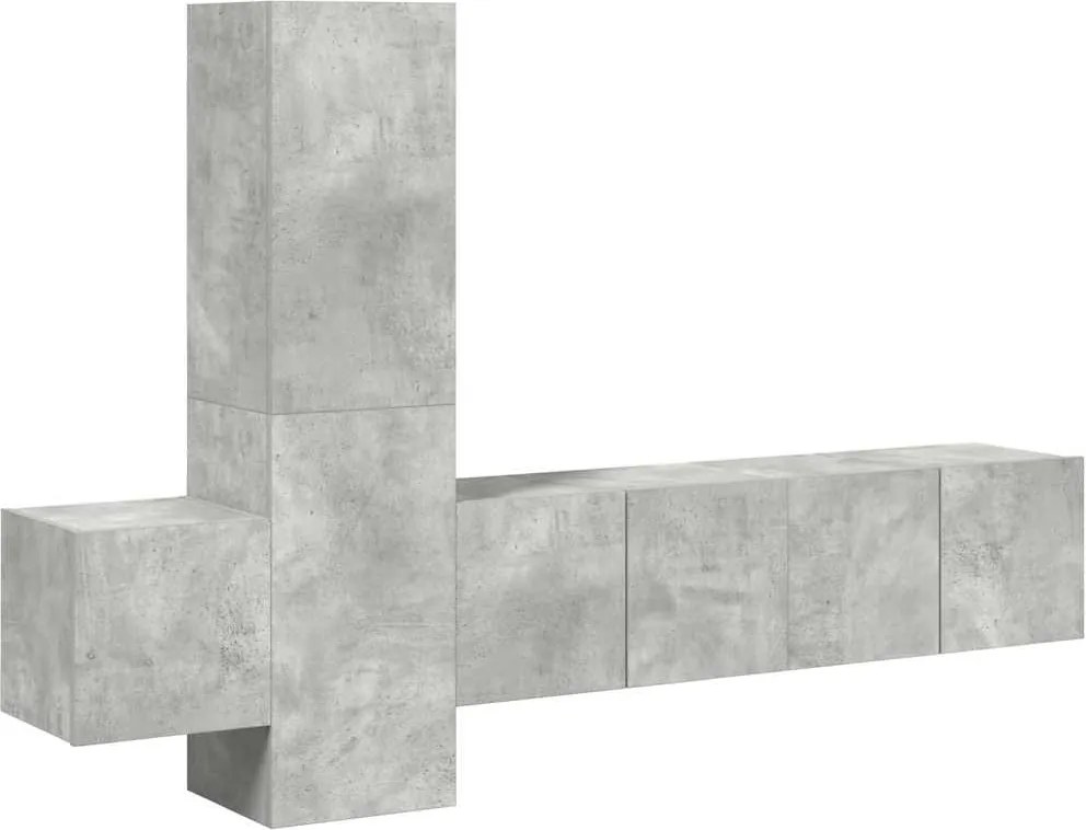 vidaXL Set de dulapuri TV, 5 piese, gri beton, lemn prelucrat