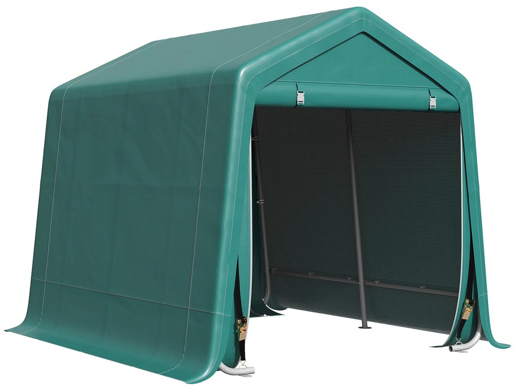 Copertina pentru masini Outsunny pentru Exterior 2,4x2m, Tesatura PE, Verde | Aosom Romania