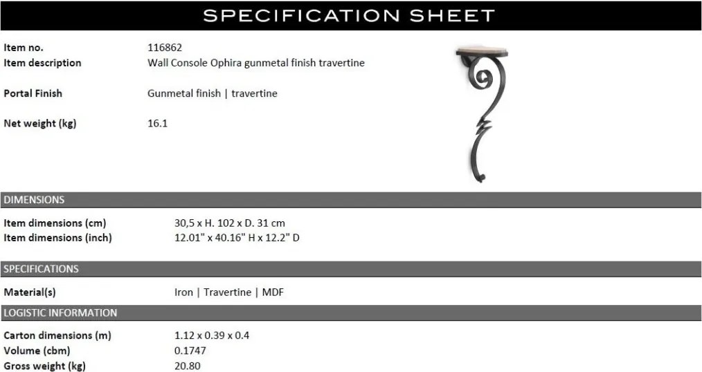 Consola design LUX Ophira
