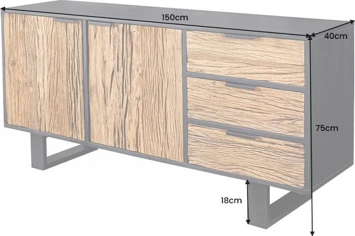 Comoda design industrial vintage Barracuda 150cm