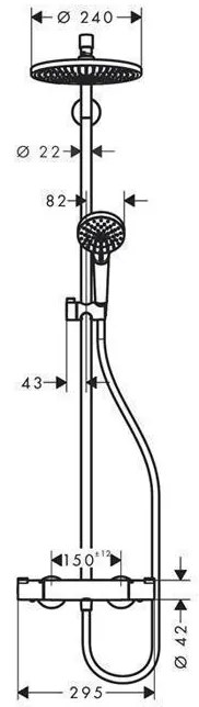 Coloana dus cu baterie si termostat, Hansgrohe, Crometta S240, crom