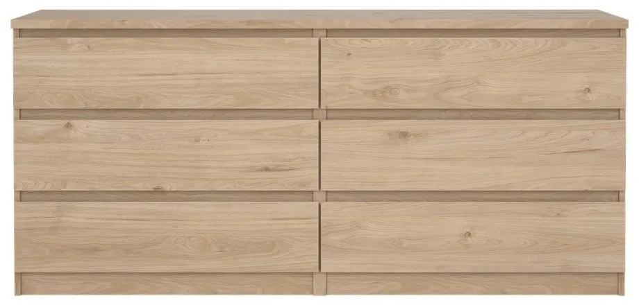 Comodă în culoare naturală cu aspect de lemn de stejar 154x70x50 cm Naia – Tvilum