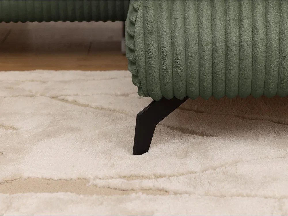 Colțar verde cu tapițerie din catifea reiată (cu colț pe partea dreaptă/în formă de ”L”) Marbeya – Ropez