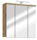 Dulap de baie suspendat cu oglindă VENOM, verde / stejar Artisan