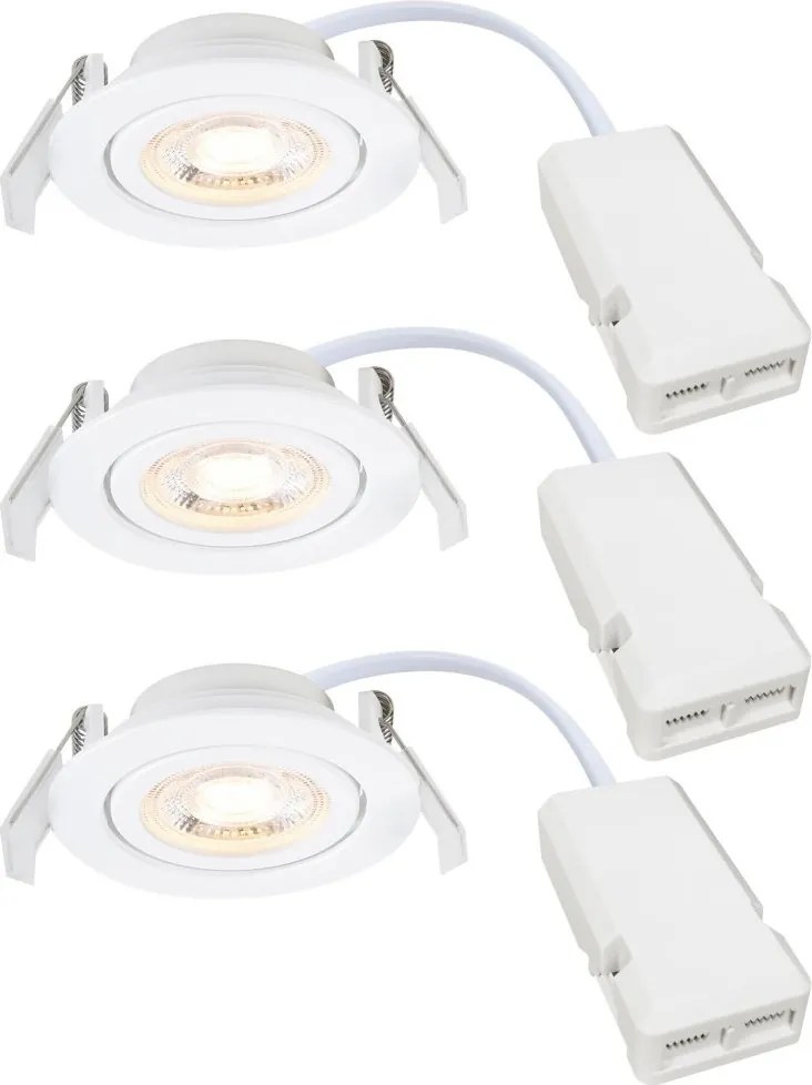 Set de 3 spoturi LED incastrabile directionabile Monolo alb