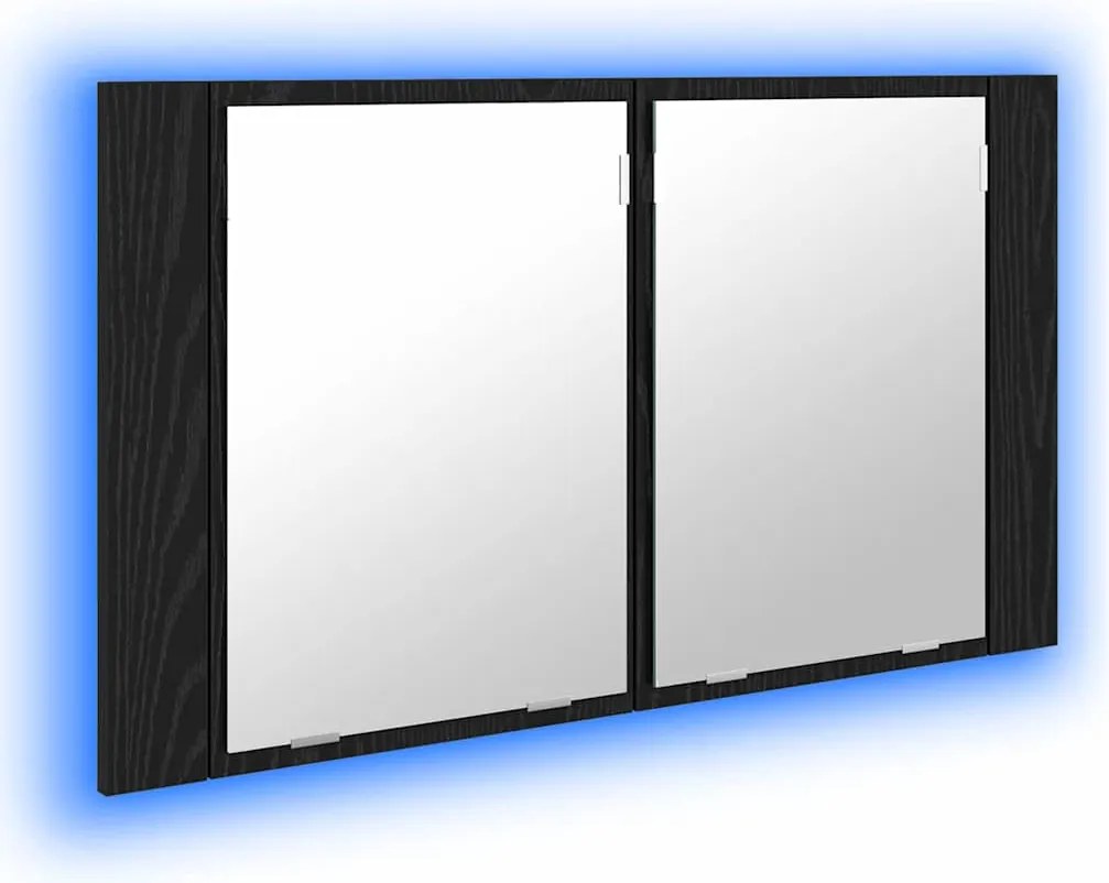 vidaXL Dulap cu oglindă pentru baie Stejar Negru 80 x 12 x 45 cm