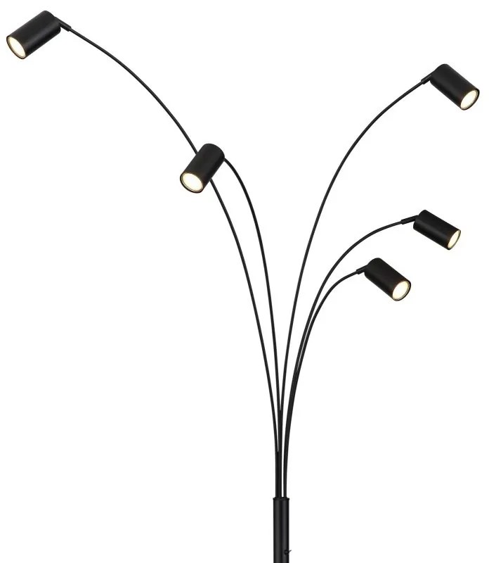 Lampadar cu 5 spoturi directionabile metal negru ROBBY
