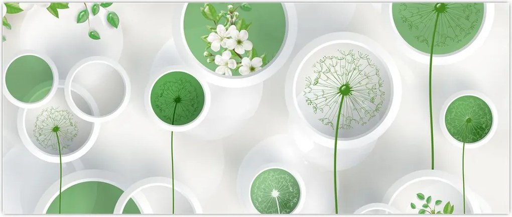 Tablou - Flori în cercuri (120x50 cm)