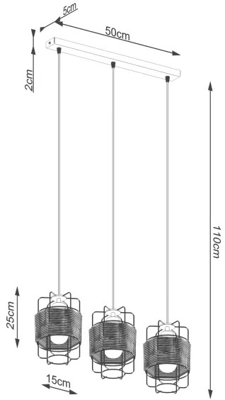 Lustră pe cablu Sollux SL.1301 GIZUR 3xE27/15W/230V