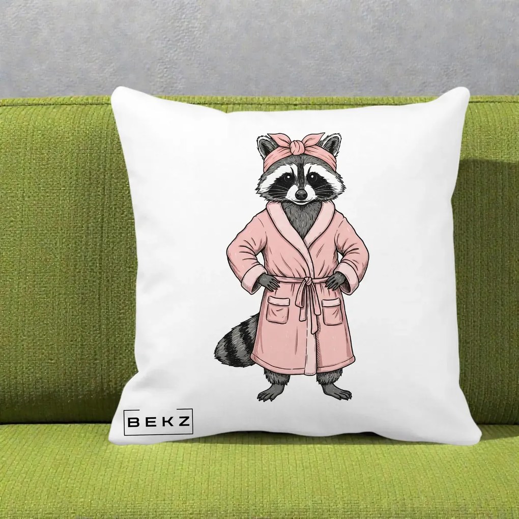 Perna Decorativa Albinuta Kawaii Vesela, 40x40 cm, Alba Mata, Husa Detasabila, Perna Inclusa, BEKZ®