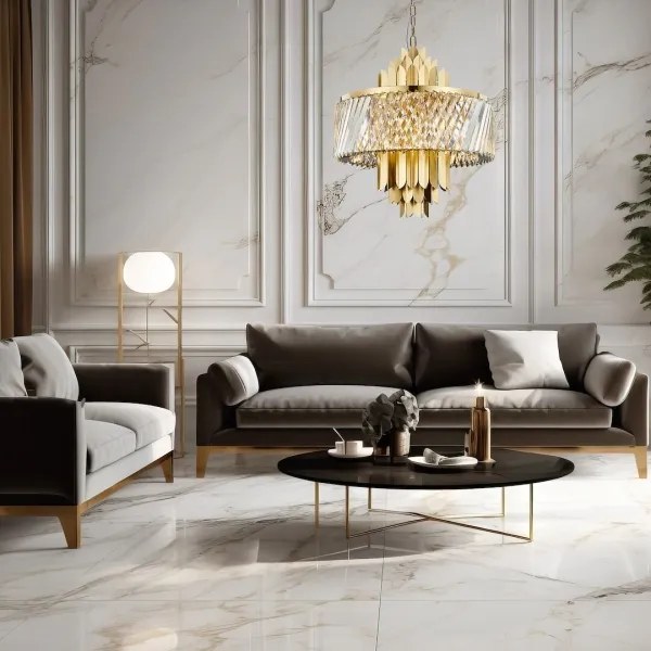 Lustră pe lanț MARGOT 9xE14/40W/230V d. 55 cm auriu