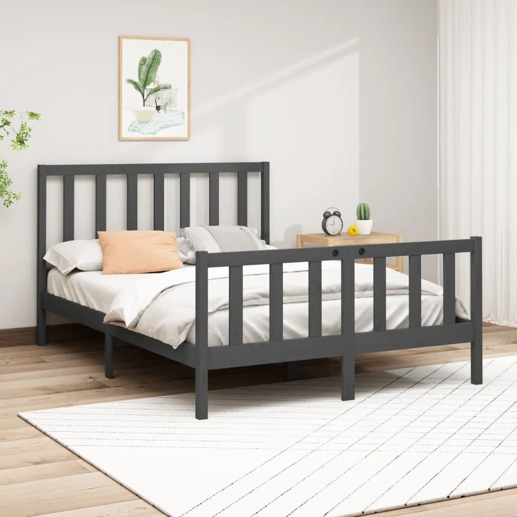 3106700 vidaXL Cadru de pat, gri, 120x200 cm, lemn masiv de pin